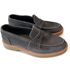 EUC Mens AQUATALIA Ulrich Weatherproof Suede Penny Loafer Fog Size 7.5
